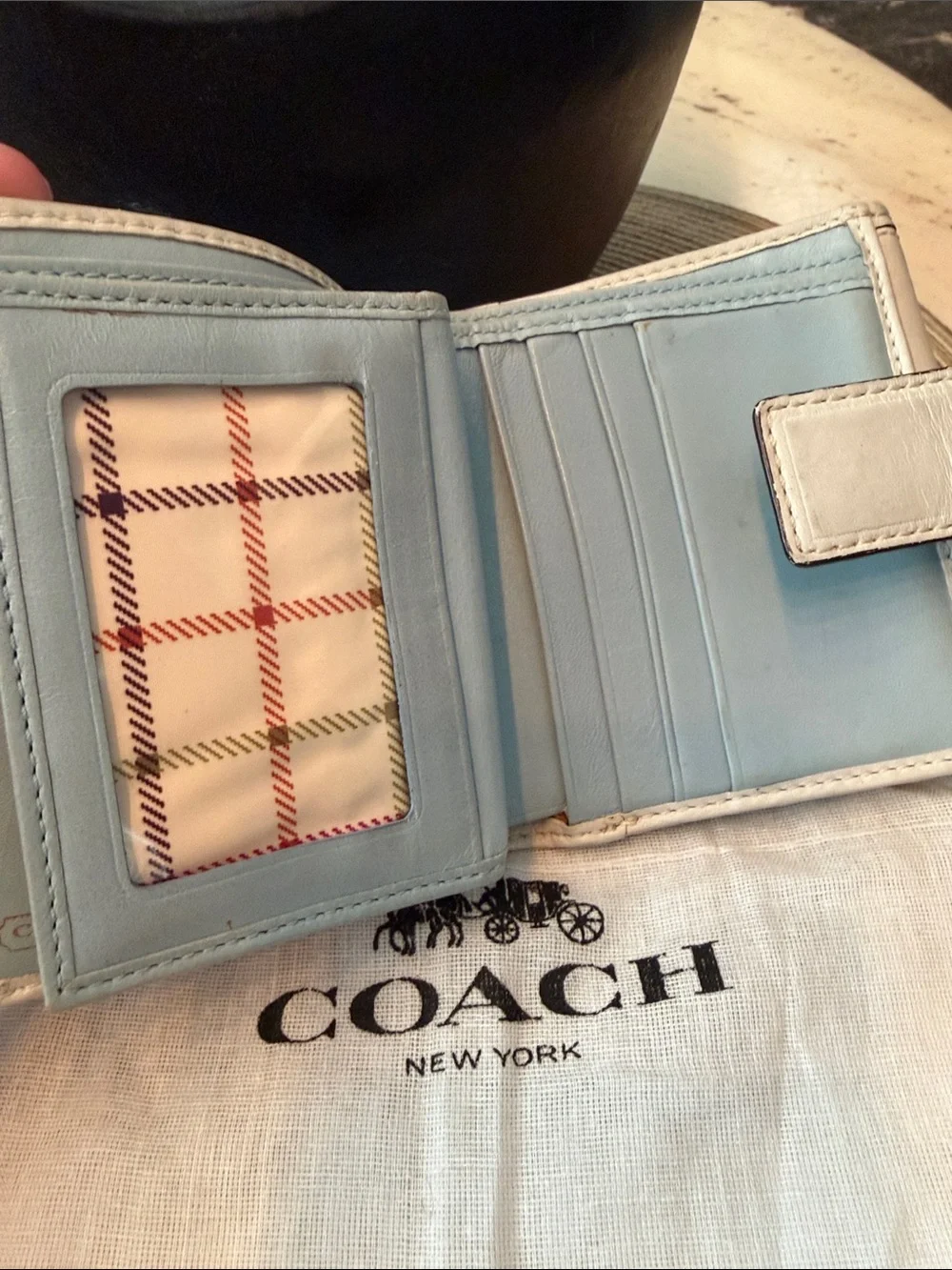 Coach Vintage Bleeker Signature Canvas Wallet with Tattersall Lining SoHo Buckle